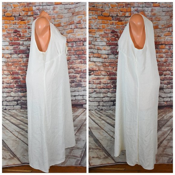 Jaclyn Smith Plus Sz 1X Long Nightgown Creme Sleeveless Floral Embossed - Picture 2 of 11